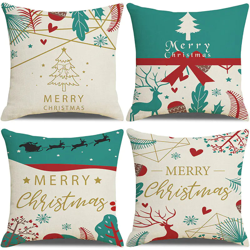 Christmas Pillow Covers Set of 4, 18x18 Holiday Throw Pillow Cases for Sofa & Living Room 17