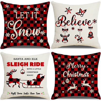 Christmas Pillow Covers Set of 4, 18x18 Holiday Throw Pillow Cases for Sofa & Living Room 19