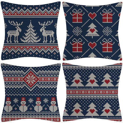Christmas Pillow Covers Set of 4, 18x18 Holiday Throw Pillow Cases for Sofa & Living Room 21