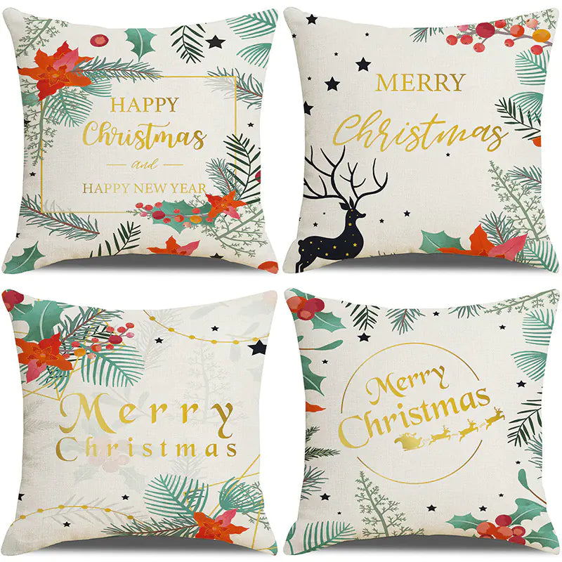 Christmas Pillow Covers Set of 4, 18x18 Holiday Throw Pillow Cases for Sofa & Living Room 23