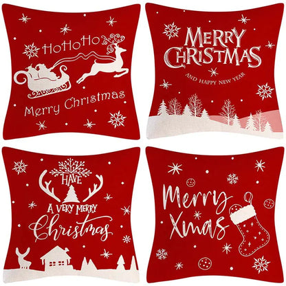 Christmas Pillow Covers Set of 4, 18x18 Holiday Throw Pillow Cases for Sofa & Living Room 25