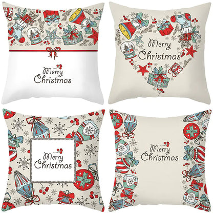 Christmas Pillow Covers Set of 4, 18x18 Holiday Throw Pillow Cases for Sofa & Living Room 28