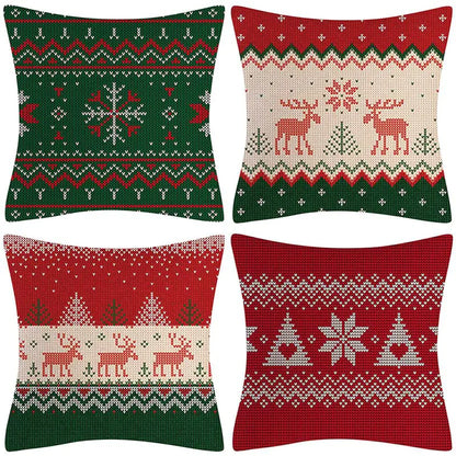 Christmas Pillow Covers Set of 4, 18x18 Holiday Throw Pillow Cases for Sofa & Living Room 3