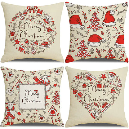Christmas Pillow Covers Set of 4, 18x18 Holiday Throw Pillow Cases for Sofa & Living Room 7