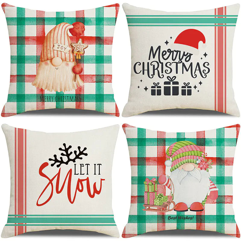 Christmas Pillow Covers Set of 4, 18x18 Holiday Throw Pillow Cases for Sofa & Living Room 8