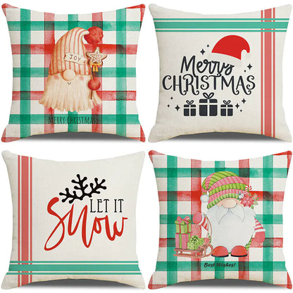 Christmas Pillow Covers Set of 4, 18x18 Holiday Throw Pillow Cases for Sofa & Living Room 8