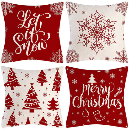Christmas Pillow Covers Set of 4, 18x18 Holiday Throw Pillow Cases for Sofa & Living Room 9