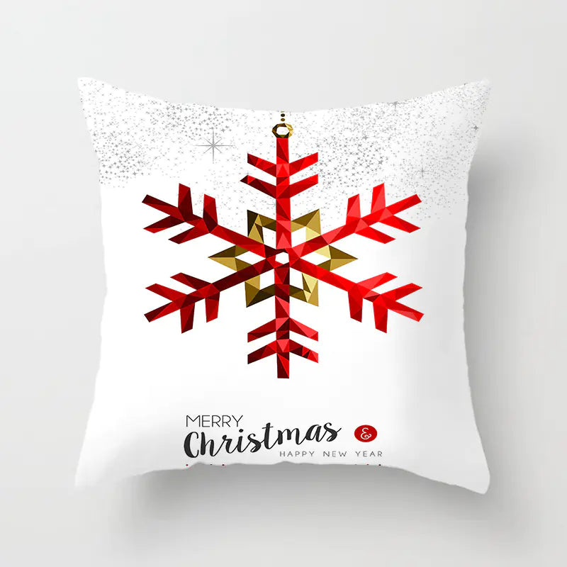 Christmas decorative pillow cushion cover with festive holiday print pattern in multiple colours for christmas home decor. Style 1