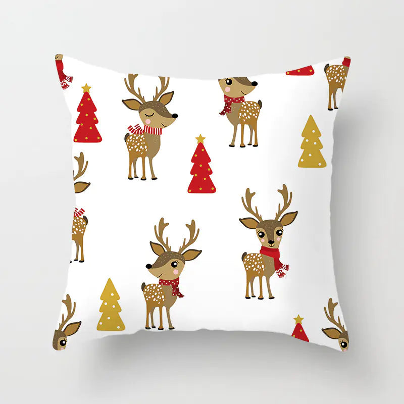 Christmas decorative pillow cushion cover with festive holiday print pattern in multiple colours for christmas home decor. Style 13