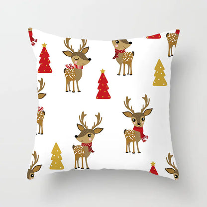 Christmas decorative pillow cushion cover with festive holiday print pattern in multiple colours for christmas home decor. Style 13