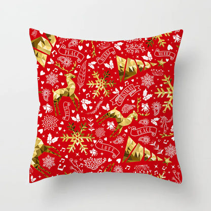 Christmas decorative pillow cushion cover with festive holiday print pattern in multiple colours for christmas home decor. Style 14