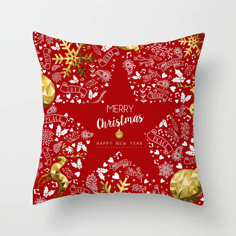 Christmas decorative pillow cushion cover with festive holiday print pattern in multiple colours for christmas home decor. Style 16
