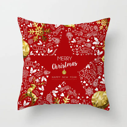 Christmas decorative pillow cushion cover with festive holiday print pattern in multiple colours for christmas home decor. Style 16