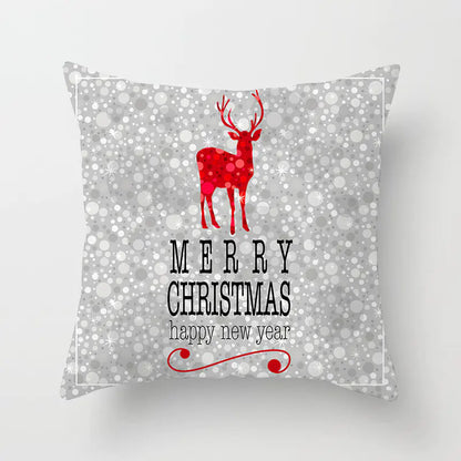 Christmas decorative pillow cushion cover with festive holiday print pattern in multiple colours for christmas home decor. Style 17