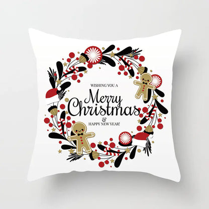Christmas decorative pillow cushion cover with festive holiday print pattern in multiple colours for christmas home decor. Style 20