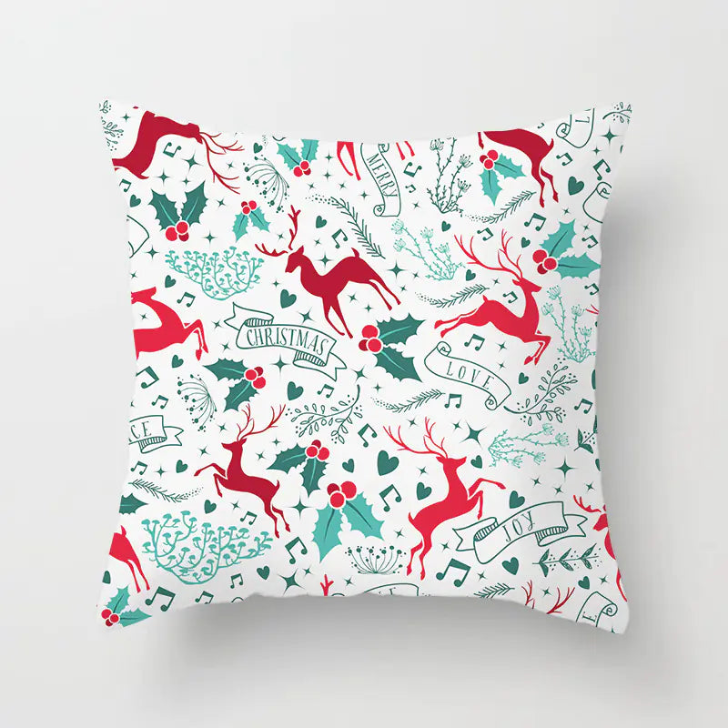 Christmas decorative pillow cushion cover with festive holiday print pattern in multiple colours for christmas home decor. Style 23