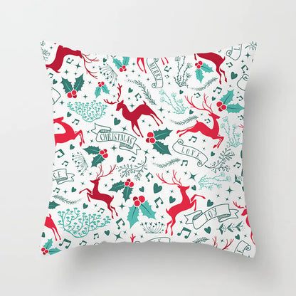 Christmas decorative pillow cushion cover with festive holiday print pattern in multiple colours for christmas home decor. Style 23
