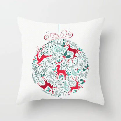 Christmas decorative pillow cushion cover with festive holiday print pattern in multiple colours for christmas home decor. Style 25