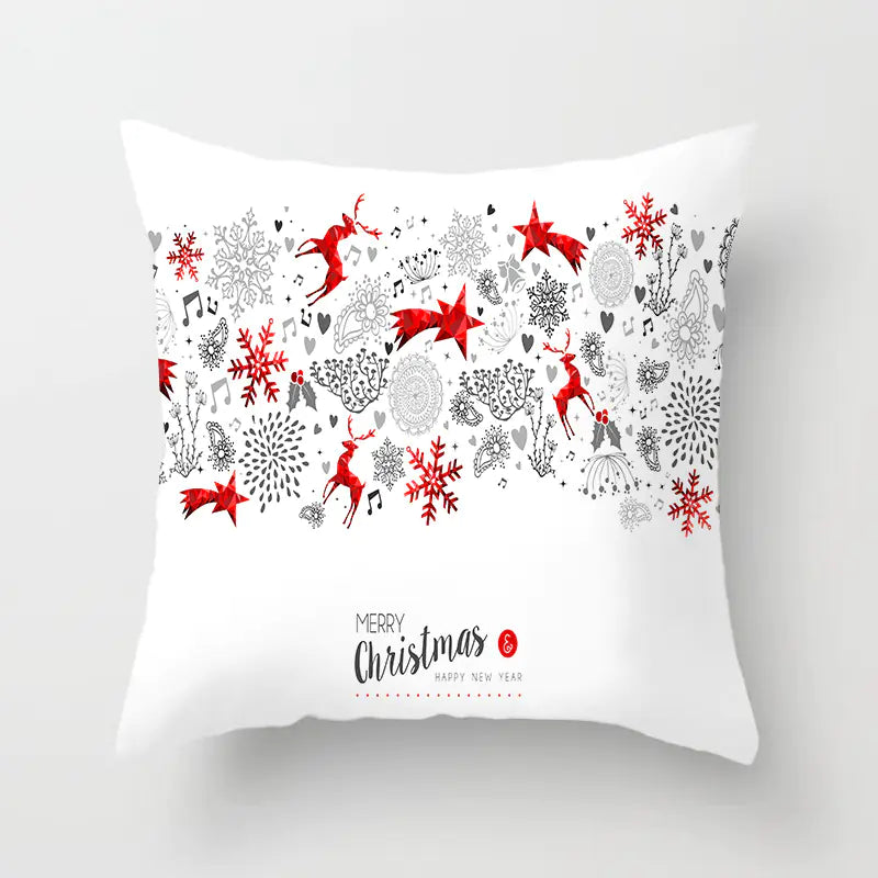 Christmas decorative pillow cushion cover with festive holiday print pattern in multiple colours for christmas home decor. Style 3