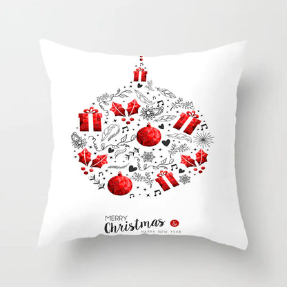 Christmas decorative pillow cushion cover with festive holiday print pattern in multiple colours for christmas home decor. Style 4