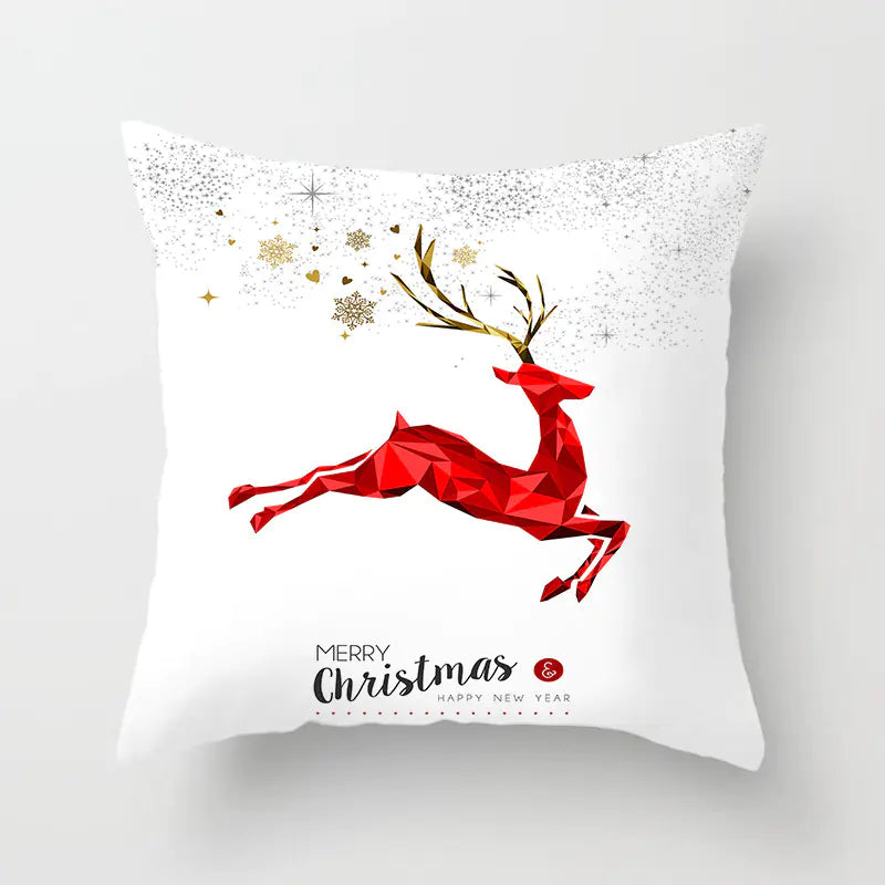 Christmas decorative pillow cushion cover with festive holiday print pattern in multiple colours for christmas home decor. Style 8