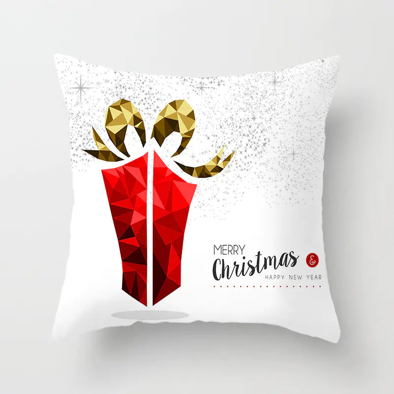 Christmas decorative pillow cushion cover with festive holiday print pattern in multiple colours for christmas home decor. Style 9