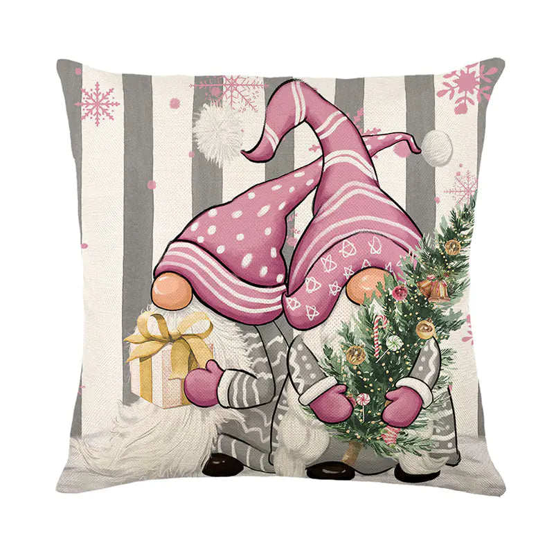 Christmas letter pattern pillow covers 45x45cm in pink grey and white colours with festive typography and holiday decorative throw pillowcases for sofa couch bed home decor. 4
