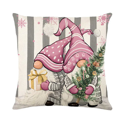 Christmas letter pattern pillow covers 45x45cm in pink grey and white colours with festive typography and holiday decorative throw pillowcases for sofa couch bed home decor. 4