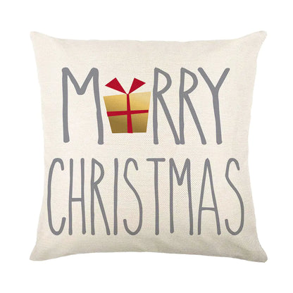 Christmas linen pillow cover 45x45cm, festive holiday decorative throw pillowcase with artistic design for sofa couch bed home decor 1