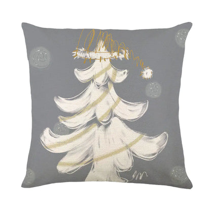 Christmas linen pillow cover 45x45cm, festive holiday decorative throw pillowcase with artistic design for sofa couch bed home decor 2
