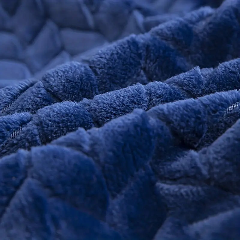Close-up of blue plush fabric