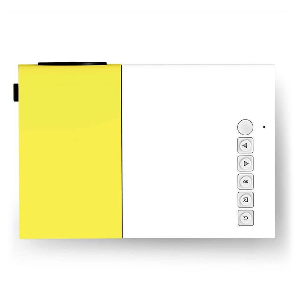 Control panel with a yellow square and control buttons on a white background