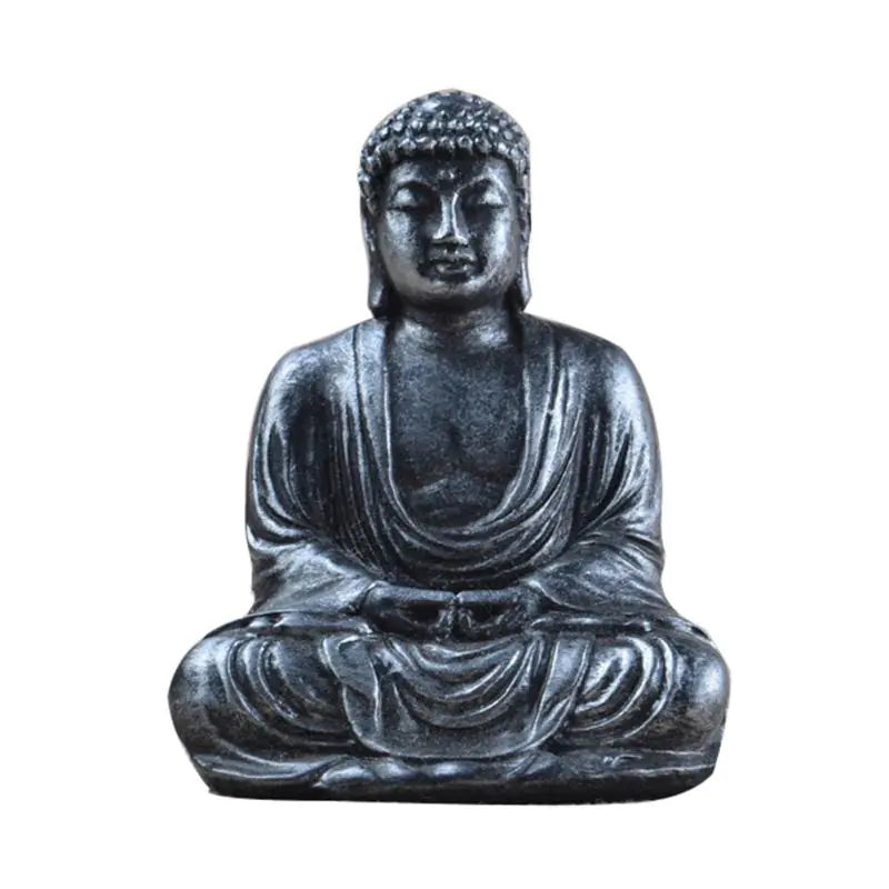 Creative resin Buddha figurine in gold and silver finishes, small meditation statue for home decor and spiritual decoration, 6.3cm Buddhist ornament