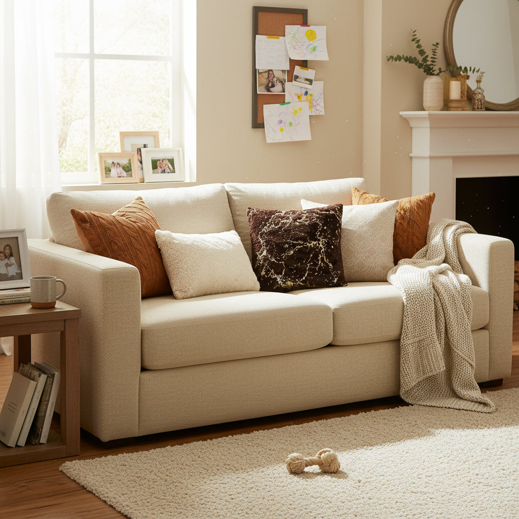 Dark Brown Luxury plush velvet cushion cover with gold trim detail for sofa and living room decor