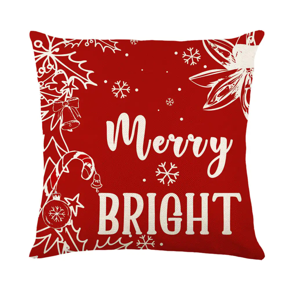 Festive designed linen cushion cover for Christmas decor Style 4