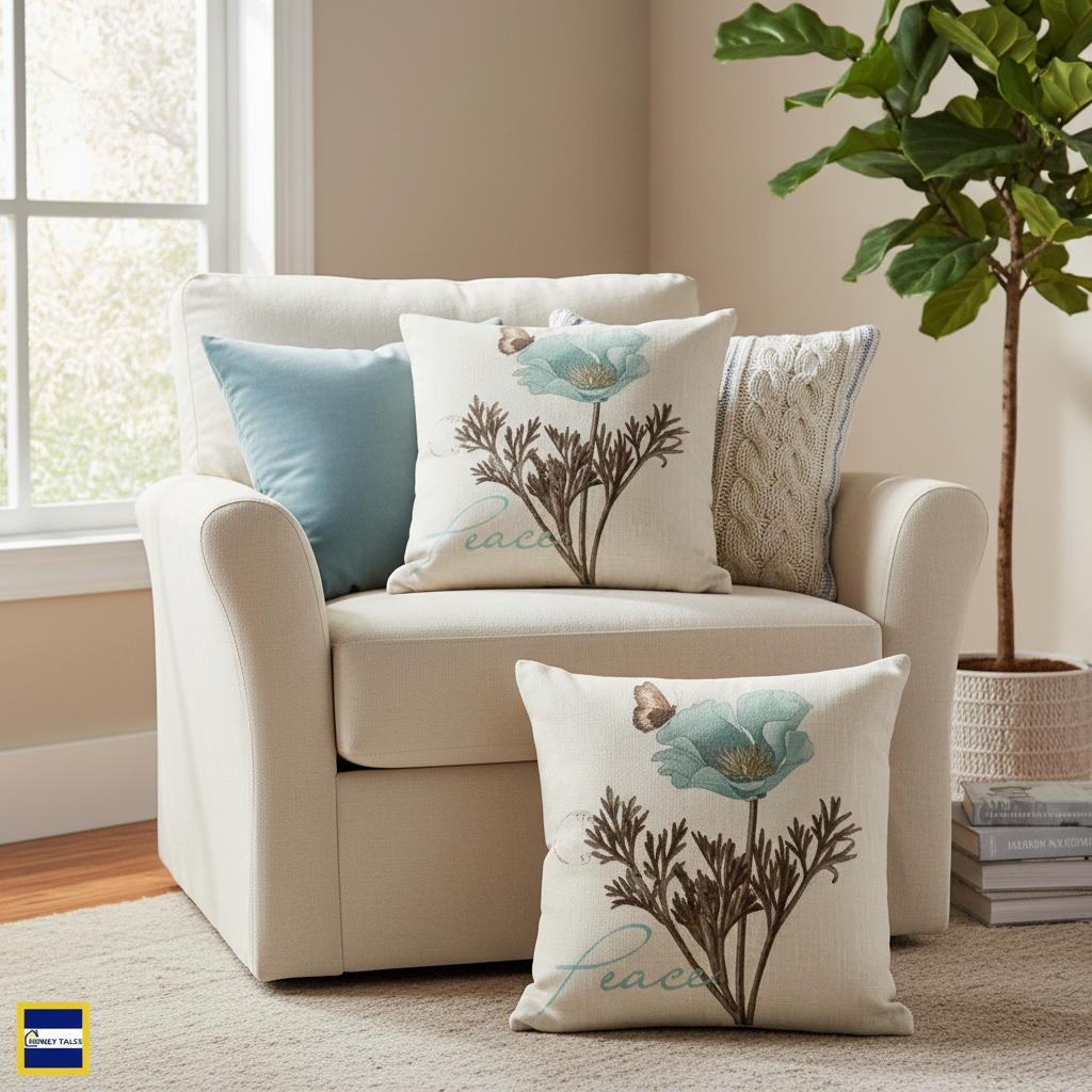 Floral linen cushion covers botanical print pattern throw pillow cases for sofa and living room decoration. Style 1