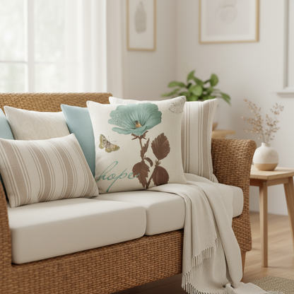 Floral linen cushion covers botanical print pattern throw pillow cases for sofa and living room decoration. Style 3