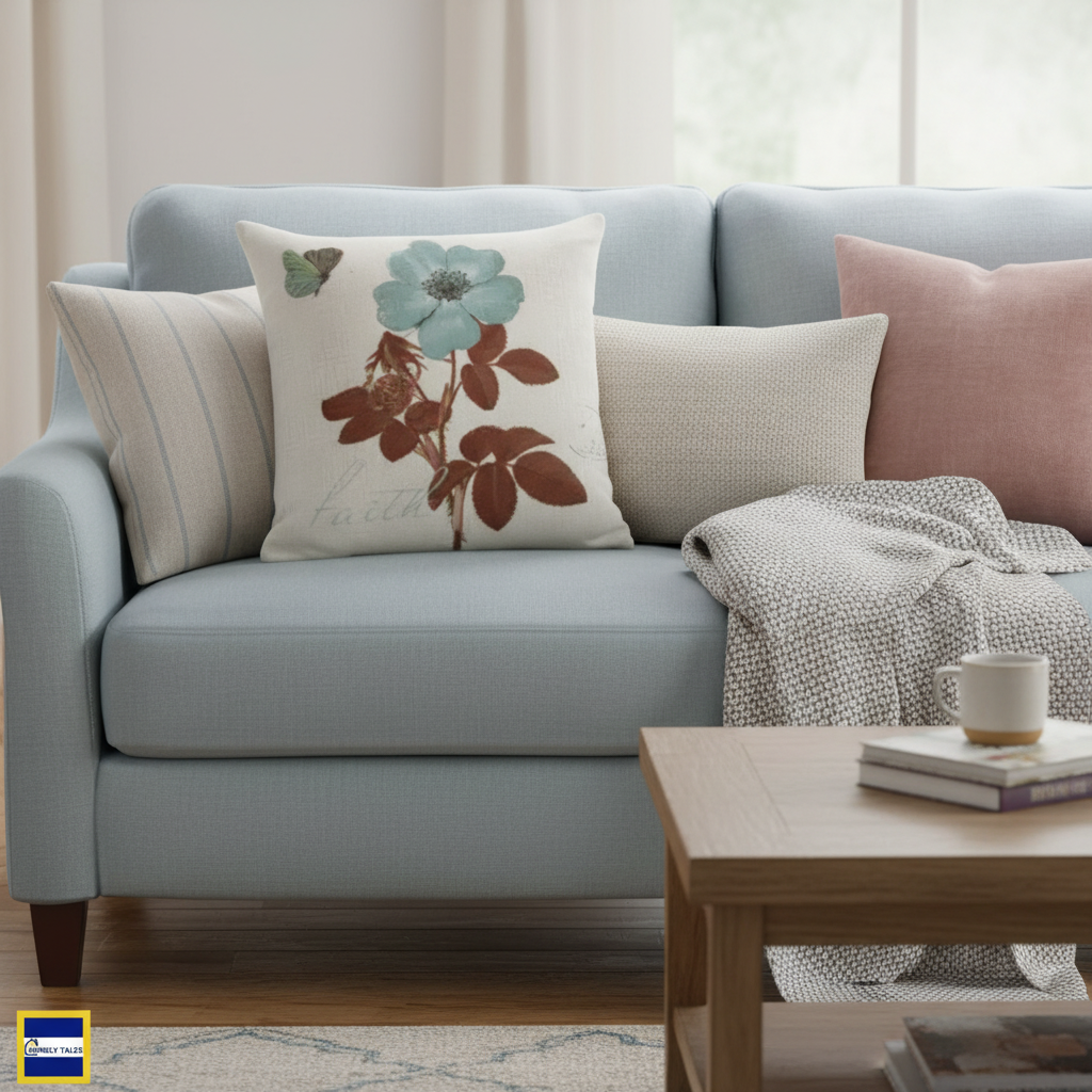 Floral linen cushion covers botanical print pattern throw pillow cases for sofa and living room decoration. Style 4