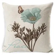 Floral linen cushion covers botanical print pattern throw pillow cases for sofa and living room decoration. Style A