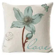 Floral linen cushion covers botanical print pattern throw pillow cases for sofa and living room decoration. Style B