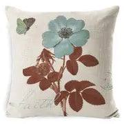 Floral linen cushion covers botanical print pattern throw pillow cases for sofa and living room decoration. Style D