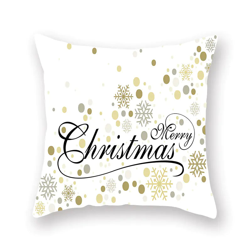 Gold Christmas pillow cover with Nordic pattern, 45x45cm polyester holiday home decor cushion 2