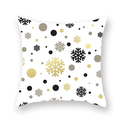 Gold Christmas pillow cover with Nordic pattern, 45x45cm polyester holiday home decor cushion 3