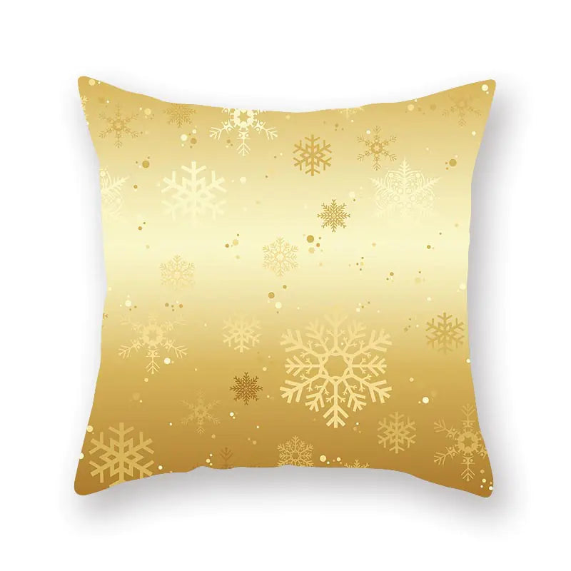 Gold Christmas pillow cover with Nordic pattern, 45x45cm polyester holiday home decor cushion 6