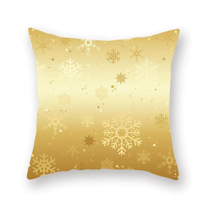 Gold Christmas pillow cover with Nordic pattern, 45x45cm polyester holiday home decor cushion 6