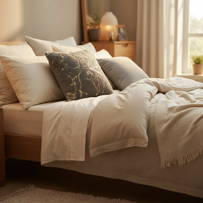 Grey Luxury plush velvet cushion cover with gold trim detail for sofa and living room decor