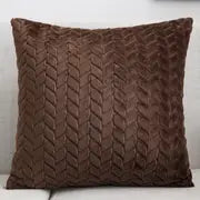 Luxurious faux fur throw pillow cover in plush soft material for sofa and bedroom home decor available in coffee brown