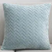 Luxurious faux fur throw pillow cover in plush soft material for sofa and bedroom home decor available in light blue