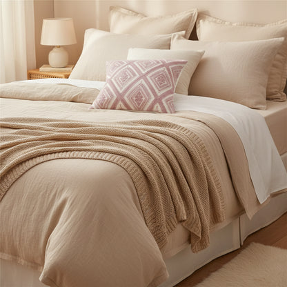 Luxury Pink and white embroidered cotton cushion cover with modern design. Style 2