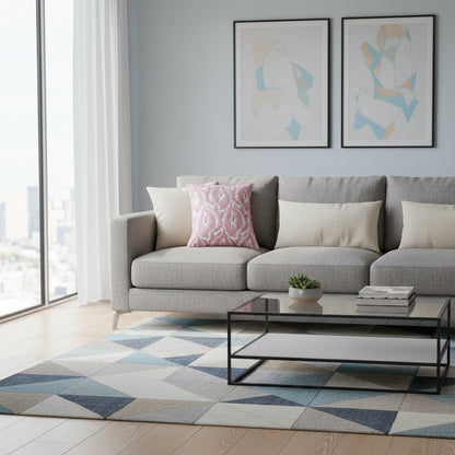 Luxury Pink and white embroidered cotton cushion cover with modern design. Style 3